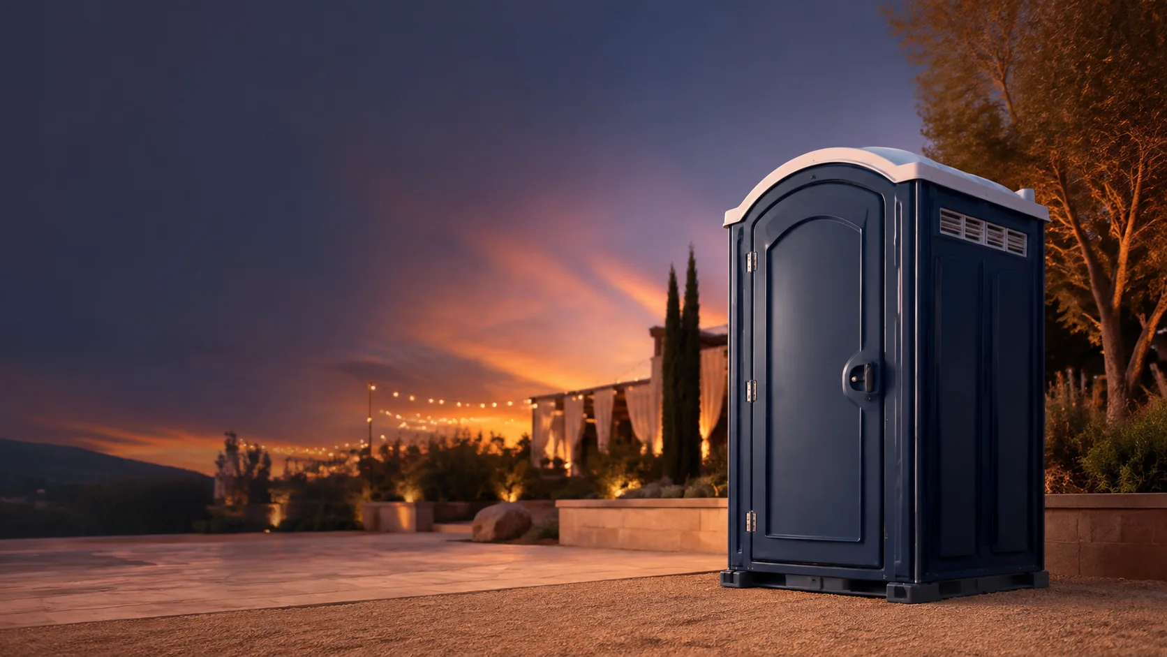 Portable restroom shown for rental planning in Fernley, NV